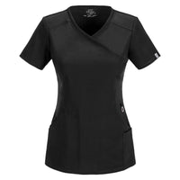 Infinity 2625A Scrubs Top Womens Mock Wrap Black