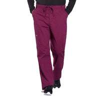 Cherokee Workwear Professionals WW190 Scrubs Pants Mens Tapered Leg Drawstring Cargo Wine