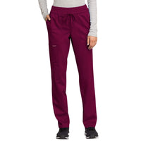 Cherokee Revolution WW105 Scrubs Pants Womens Mid Rise Tapered Leg Drawstring Wine