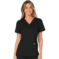 Cherokee Revolution WW610 Scrubs Top Womens Mock Wrap Black