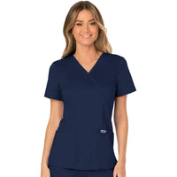 Cherokee Revolution WW610 Scrubs Top Womens Mock Wrap Navy