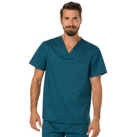 Cherokee Revolution WW690 Scrubs Top Mens V-Neck Caribbean Blue