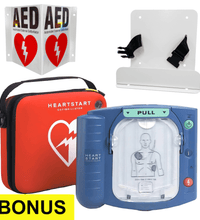 Philips HeartStart HS1 Defibrillator + FREE Standard Carry Case, Wall Mount and 3D Reflective AED Sign