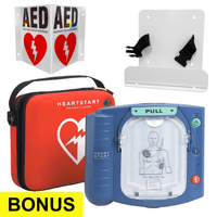 Philips HeartStart HS1 Defibrillator + FREE Standard Carry Case, Wall Mount and 3D Reflective AED Sign